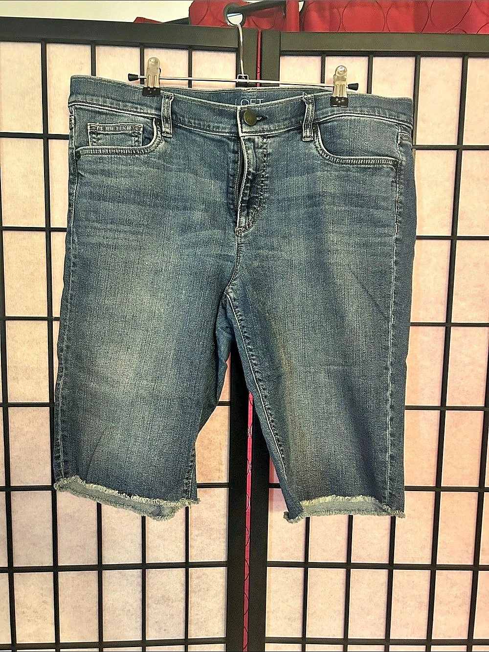 LOFT Blue Denim bicycle Cutoff Shorts